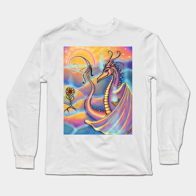 Dragon art sunset fantasy art by Renee Lavoie Long Sleeve T-Shirt by ReneeLLavoie